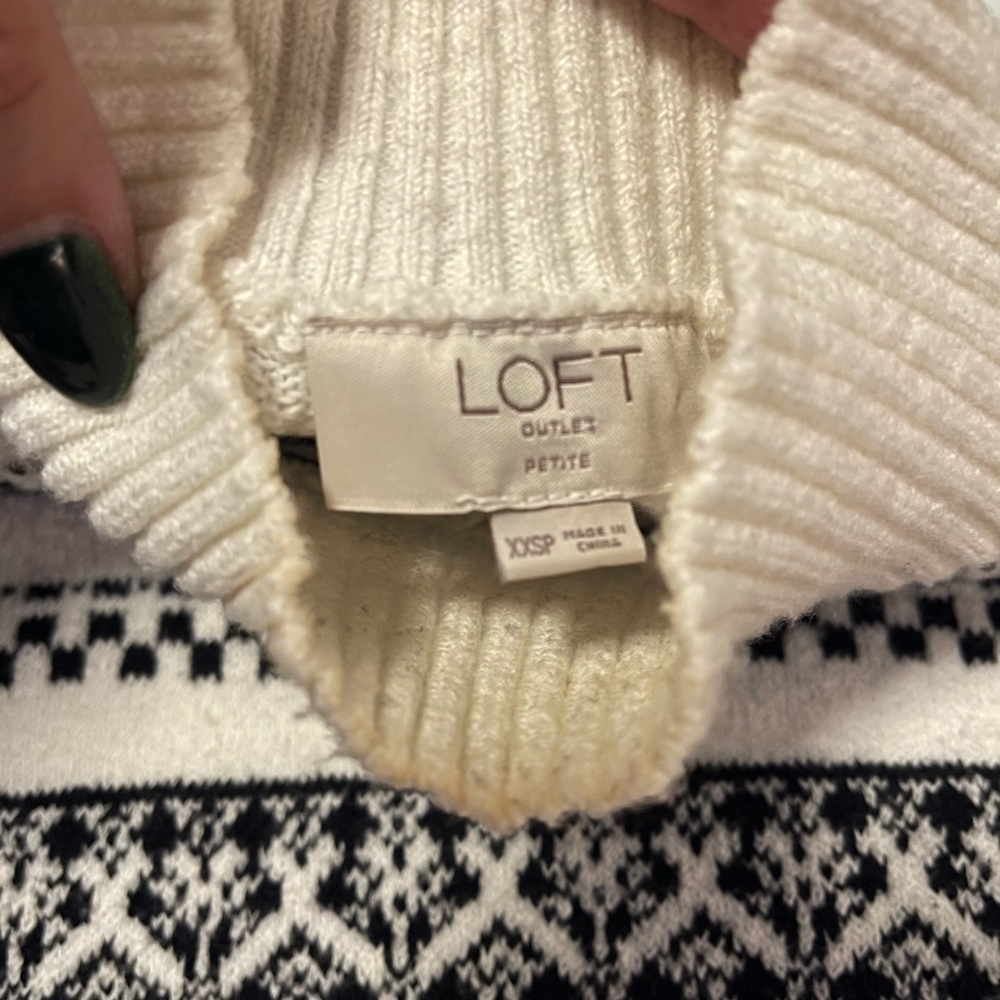 LOFT Black and White Turtleneck Sweater - Picture 4 of 5